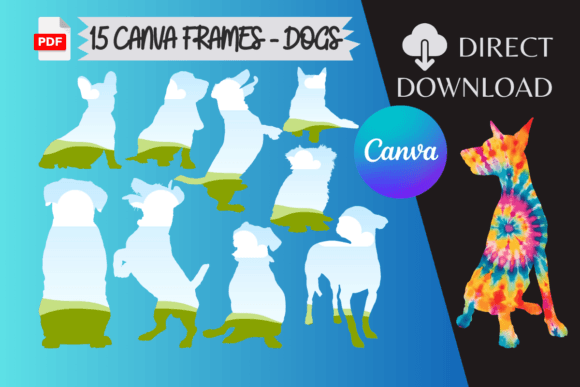 15 Silhouette Dogs Editable Canva Frames: Easy Design