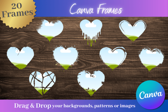 20 Custom Heart Shaped Canva Frames for Designers