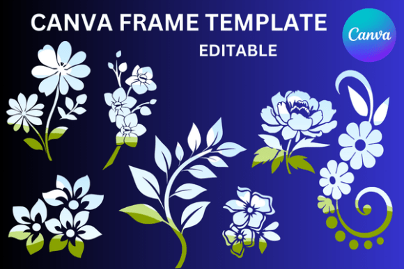 Botanical Flowers Canva Frame Template for Designers