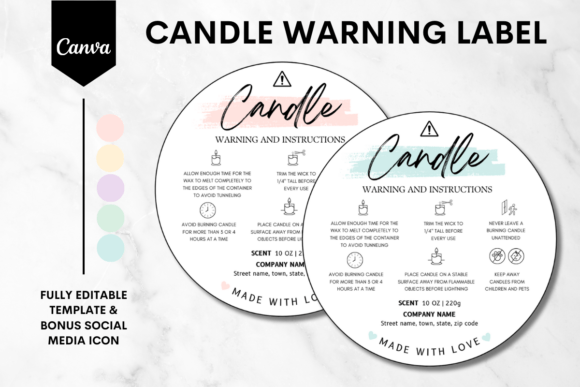 Essential Safety Meets Style: The Candle Warning Label Canva Template 4