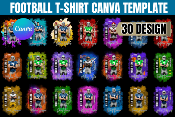 Score Big with Editable Football T-Shirt Canva Templates