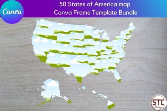 Unlock Creative Freedom with 50 States USA Map Canva Frame Editable