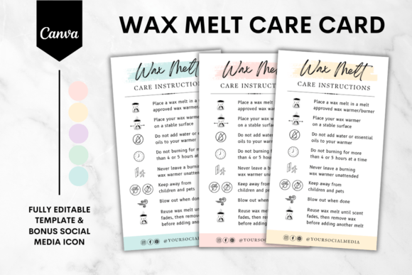Wax Melt Care Card Canva Template 3: Professional Polish for Your Brand