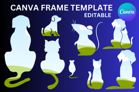 Whimsical Charm: The Cat Dog Mouse Canva Frame Template